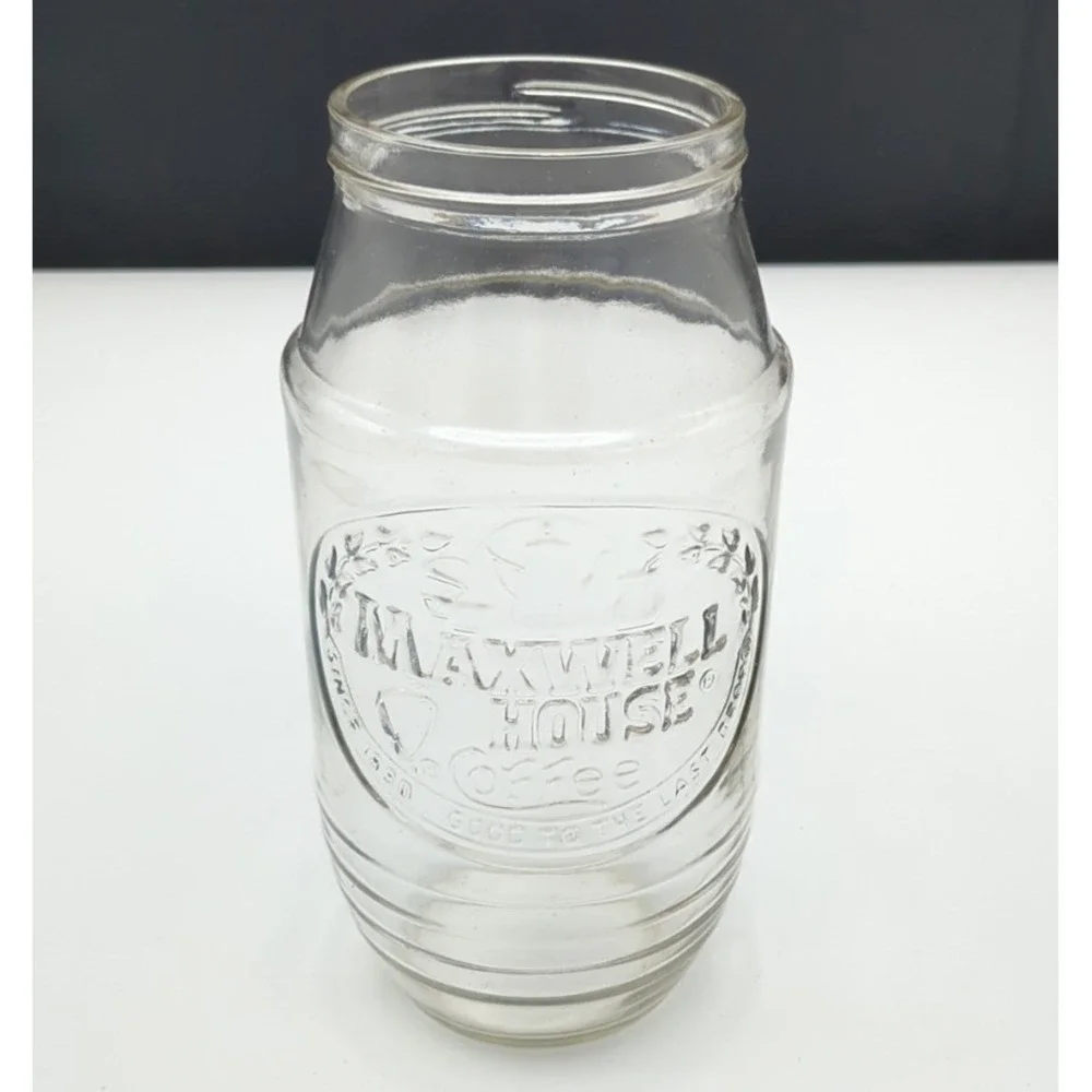 Vtg Anchor Hocking Maxwell House Coffee Glass Jar‎ Good To The last Drop No Lid